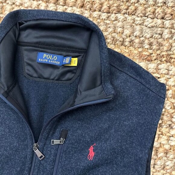 Polo Ralph Lauren Vest Mens XL Blue Fleece Full Zip Jacket Pony Sweater Outdoor - Picture 1 of 4